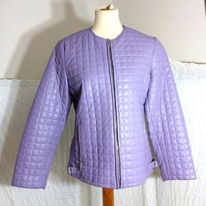 Pamela McCoy Lilac Leather Quilted Jacket  Size M
